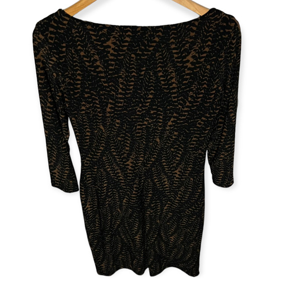 Lauren Ralph Lauren Women's Black & Brown Print Cowl Neck Ruched Side Dress Sz 8 - Picture 7 of 11